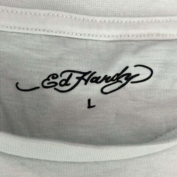 🔥 Y2K ED HARDY DESIGNS Tiger Face Graphic T-Shirt Sz LARGE - Excellent Conditio - Picture 6 of 6